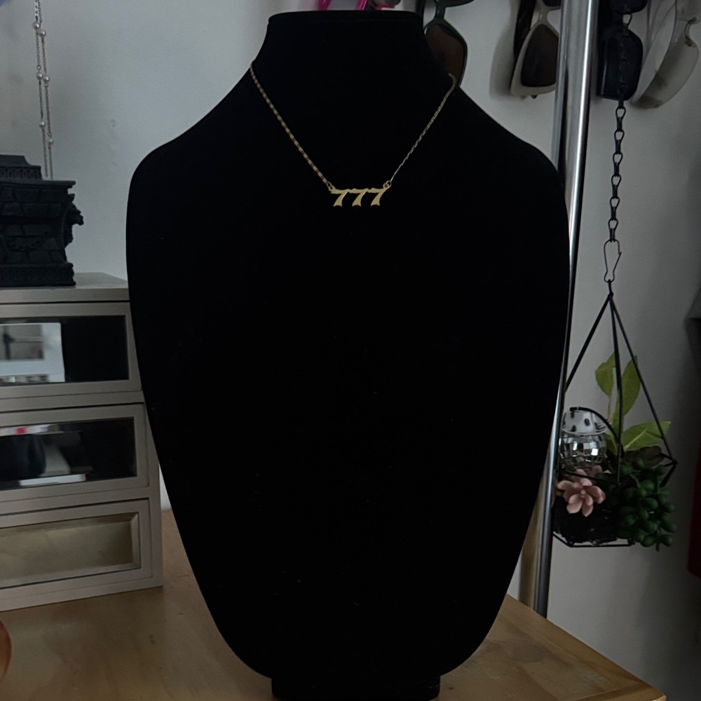 Elegant Angel Lucky Number 777 Gold Necklace